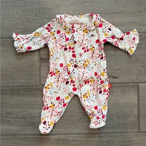 Magnetic Me Pink and Yellow Floral Kids Pajama Footies